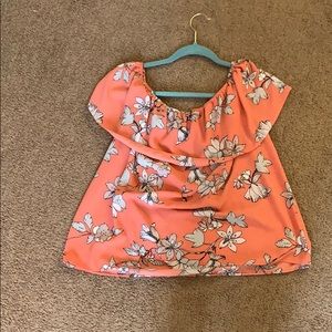 Coral floral top